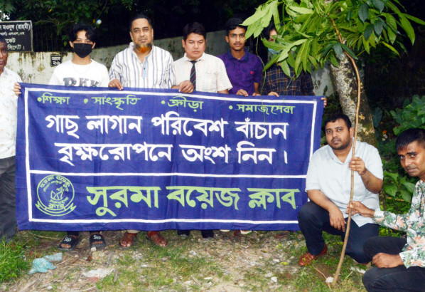 সুরমা বয়েজ ক্লাবের উদ্যোগে বৃক্ষরোপন